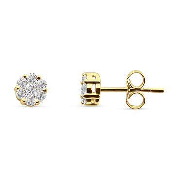Diamond Flower Stud Earrings